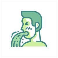 A man with a mouth open and a green hand vector