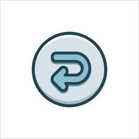 A blue and white icon with a arrow pointing to the right vector