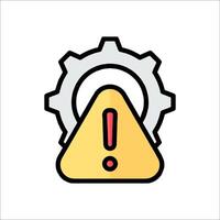 A gearwheel with an exclamation mark on it vector
