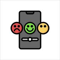 A phone with four different emoticons on it vector