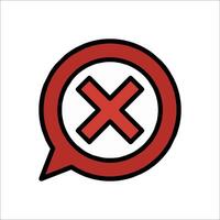 A red cross and an x symbol in a speech bubble vector