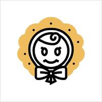 A cartoon character with a bow tie on her head vector