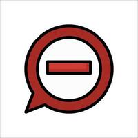 A red speech bubble with an exclamation mark inside vector