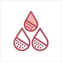 A red and white icon of three drops of blood vector
