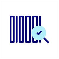 A barcode icon with a magnifying glass vector