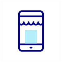 A smartphone with a blue and white icon vector