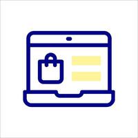 A laptop with a shopping bag icon vector