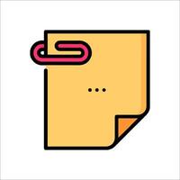 A paper clip icon with a note attached to it vector