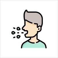 A man with a cold is blowing bubbles out of his mouth vector