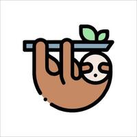 Sloth icon with a leaf on it vector