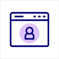 A person is on a computer screen with a blue icon vector