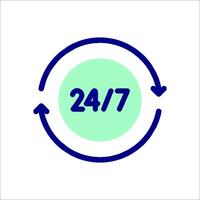 A blue and white circular icon with the word 24 17 vector