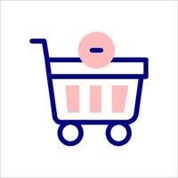 A shopping cart with a pink coin in it vector