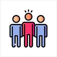 Three people with a red dot on their head vector