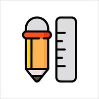 A pencil and ruler icon on a white background vector