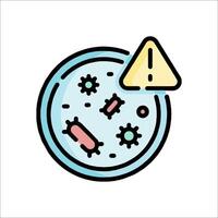 A bacteria in a petri dish with a caution sign vector