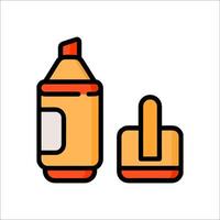 A bottle of mustard and a spoon icon vector