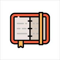 An open book icon with a pencil and paper vector