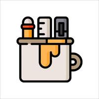 A cup with a knife and other tools in it vector