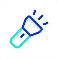A light bulb icon with a blue and green outline vector