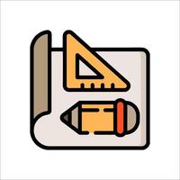 A pencil and ruler icon on a white background vector