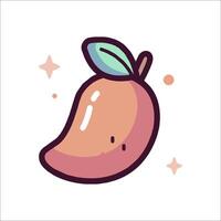An illustration of a mango with a green leaf vector
