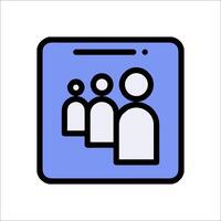 A blue and black icon of people standing in a line vector