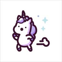 A cartoon unicorn running with a bone in its mouth vector