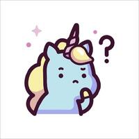 A cartoon unicorn with a question mark on it vector
