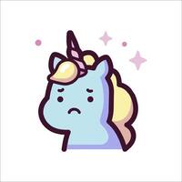 A cartoon unicorn with a sad face vector