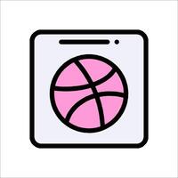 A pink basketball ball in a washing machine icon vector