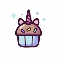 A cupcake with a unicorn horn on top vector