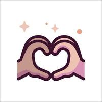 Two hands making a heart shape with stars vector