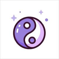 Yin yang symbol with purple and white background vector