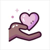 A hand holding a heart in the shape of a heart vector