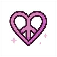 A peace sign in the shape of a heart vector