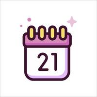 A calendar icon with the number 21 on it vector