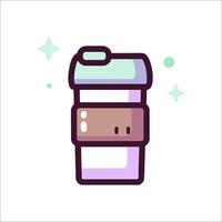 A coffee cup icon with a lid and a straw vector