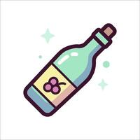 A bottle of wine with a grape on it vector