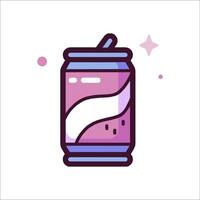 A can of soda with a straw on top vector