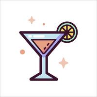 A martini glass with a slice of lemon on it vector