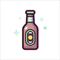 A bottle of beer with a green label vector