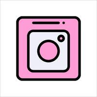 A pink washing machine icon on a white background vector