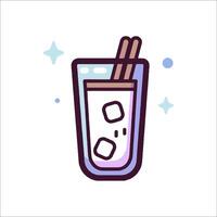 A glass of milk with a stick in it vector