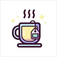 Tea cup icon with tea bag and steam vector