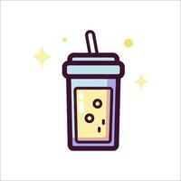 A drink in a cup with a straw and stars vector