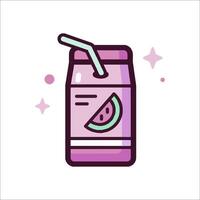 A juice bottle with a straw and a slice of watermelon vector