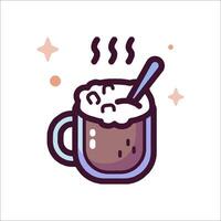 Hot chocolate icon with spoon and cup vector