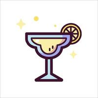 A margarita with a slice of lemon on top vector