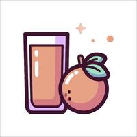 Orange juice and glass icon illustration vector